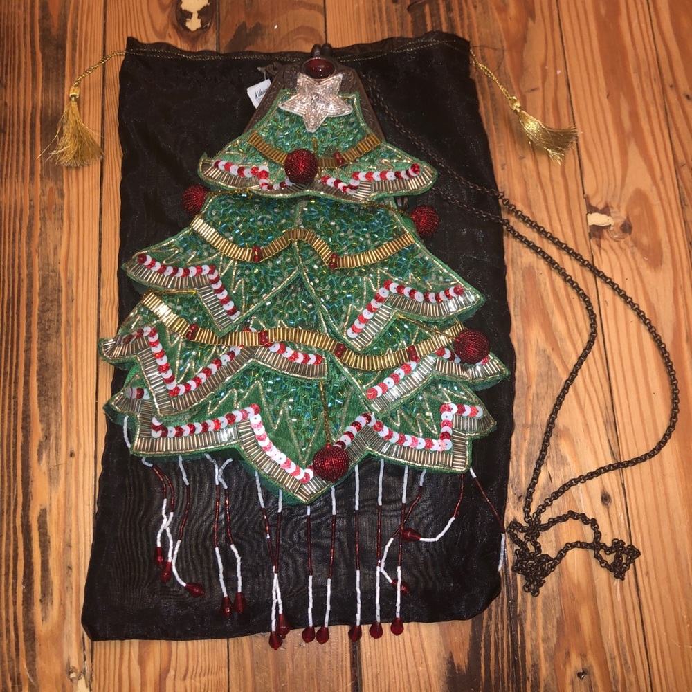 Katherine's Collection NWT Christmas tree beaded purse